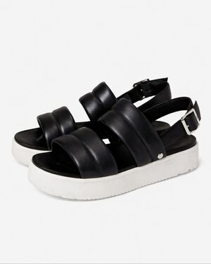 UGG Zayne Slingback Platform Sandal Black Leather